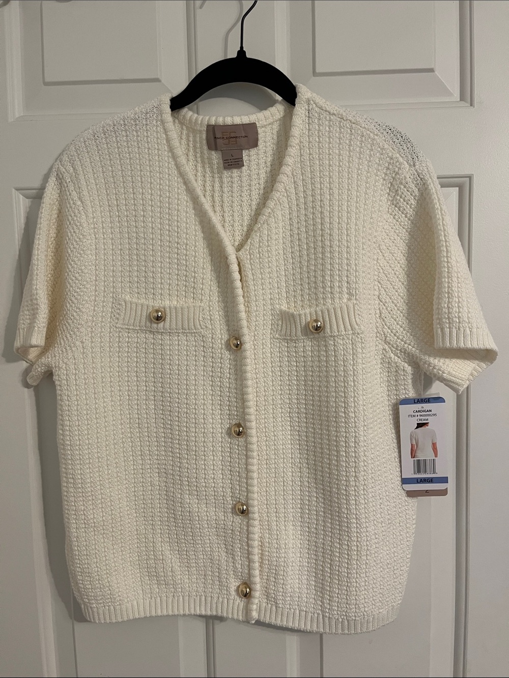 French Connection Cream Short-Sleeve Textured Cardigan